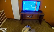 Blond Addicted To Game And Dick Stepsister