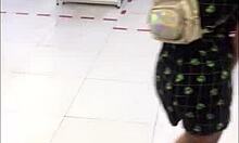 milly walks around shopping with vibrator in her ass, getting hardcore