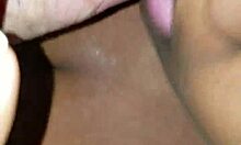 Amateur blowjob, titfuck, and cumshot in interracial action, he said