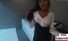 watch this asian teen 18+ stroke her boyfriend's big cock with feet?