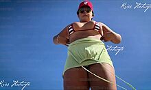 At the beach, you'd get hard seeing my big pussy in micro bikini!