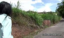 Perky Latina amateur sucks huge dick