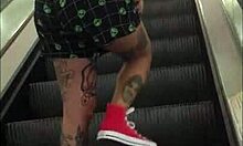 milly walks around shopping with vibrator in her ass, getting hardcore