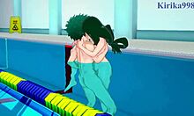 Rumi Usagiyama, Mirko, Tsuyu Asui, and Izuku Midoriya in wild hentai sex