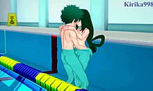 Rumi Usagiyama, Mirko, Tsuyu Asui, and Izuku Midoriya in wild hentai sex