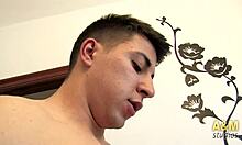 Sexy Latina Mami Fucks Young Guy With Big Cock. She gets wet and sucks his tits.