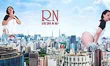 wow, giant lady with no panties strollin city, shes huge like king kong, unreal