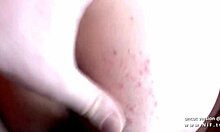 Amateur French couple with small titted blonde fucks hard on bed for webcam.