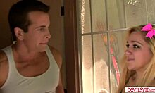 Blonde teen babysitter banged by boss on first day at work