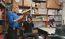 a lucky thief spies and fucks the horny milf security guard