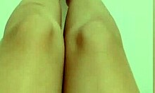 Cute girl shows her legs then masturbates wet pussy