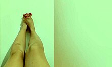 Cute girl shows her legs then masturbates wet pussy