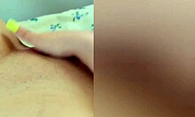 Cute girl shows her legs then masturbates wet pussy