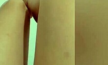 Cute girl shows her legs then masturbates wet pussy