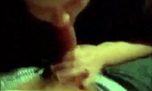 Wife deepthroats husband's cock on christmas, swallowing every mouthful