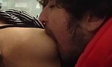 Latina Sucks Tits At ATM.