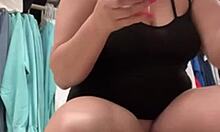 laina marie natural beauty does nudity in store while shopping, showing boobs and pussy