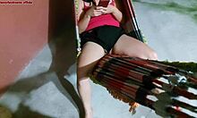 Man, stepmom didn’t notice her shorts slipping while chilling, got me hard!