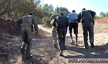 Blonde teen's strip search turns into outdoor sex with cumshot