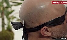 Two gorgeous step sisters share massive white cock in bed