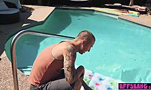 Bisexual Teens in Hot Bikinis Slam Hard by Poolside Outdoor