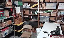 Mall officer fucks teen shoplifter with monster cock at work