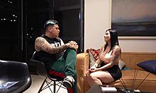 Couple fucks to straighten gay friend with rough roleplay