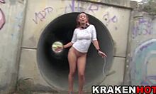 I’m so into this hot redhead milf showing off at an outdoor casting!