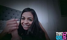 Petite latina teen sucks big cock pov so hard!