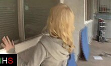 Sexy Blonde Fucked Hard in Shaved Pussy with Cum on Tits