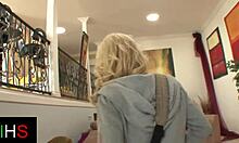 Sexy Blonde Fucked Hard in Shaved Pussy with Cum on Tits