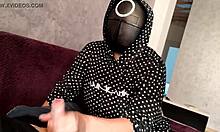 In squid game, i jerked off a member's dick and he came on my tits