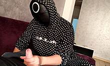 In squid game, i jerked off a member's dick and he came on my tits