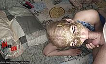 Hot teen blonde sucks big dick then rides for real orgasm