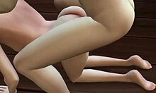 in the sims, this young 18+ character gives a blowjob to a monster alien in hentai style.