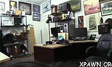 i'm amazed by this young woman having sex in the shop with that dude, it's so rough