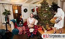 milf and teen 18+ enjoying a big cock in threesome blowjob