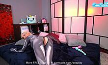 Camsoda - Blonde teen in Spider Girl cosplay rubs pussy on webcam