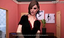 Busty teen Violet gives tit job to her client in Milfy City hentai game! 😍