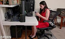 hot young brunette prefers masturbating over pc