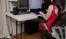 hot young brunette prefers masturbating over pc