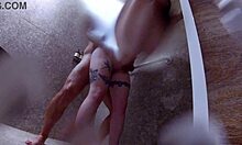 Athletic Brunette Teacher Orgasms in Gym Showers with Kinky Client.