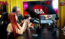 Watch the redhead get licked on all fours outdoors