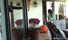 britney blue plays dildo outdoor