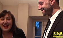 Chubby sub skank blows cock and gets fucked