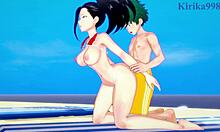Momo yaoyorozu and kyoka jiro and izuku midoriya intense sex - my hero academia hentai