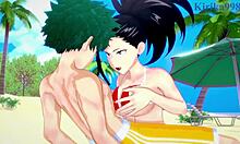 Momo yaoyorozu and kyoka jiro and izuku midoriya intense sex - my hero academia hentai