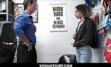 young thief teenager allie addison caught shoplifting meds, rusty nails bangs her skinny blonde body hard