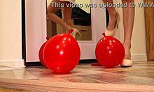 heels CRUSH balloons in petite brunette fetish amateurs