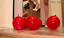 heels CRUSH balloons in petite brunette fetish amateurs